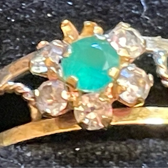 Natural Paraiba Tourmaline Ring Non Standard 16.18K Gold Ring Sz.5 - Picture 4 of 9